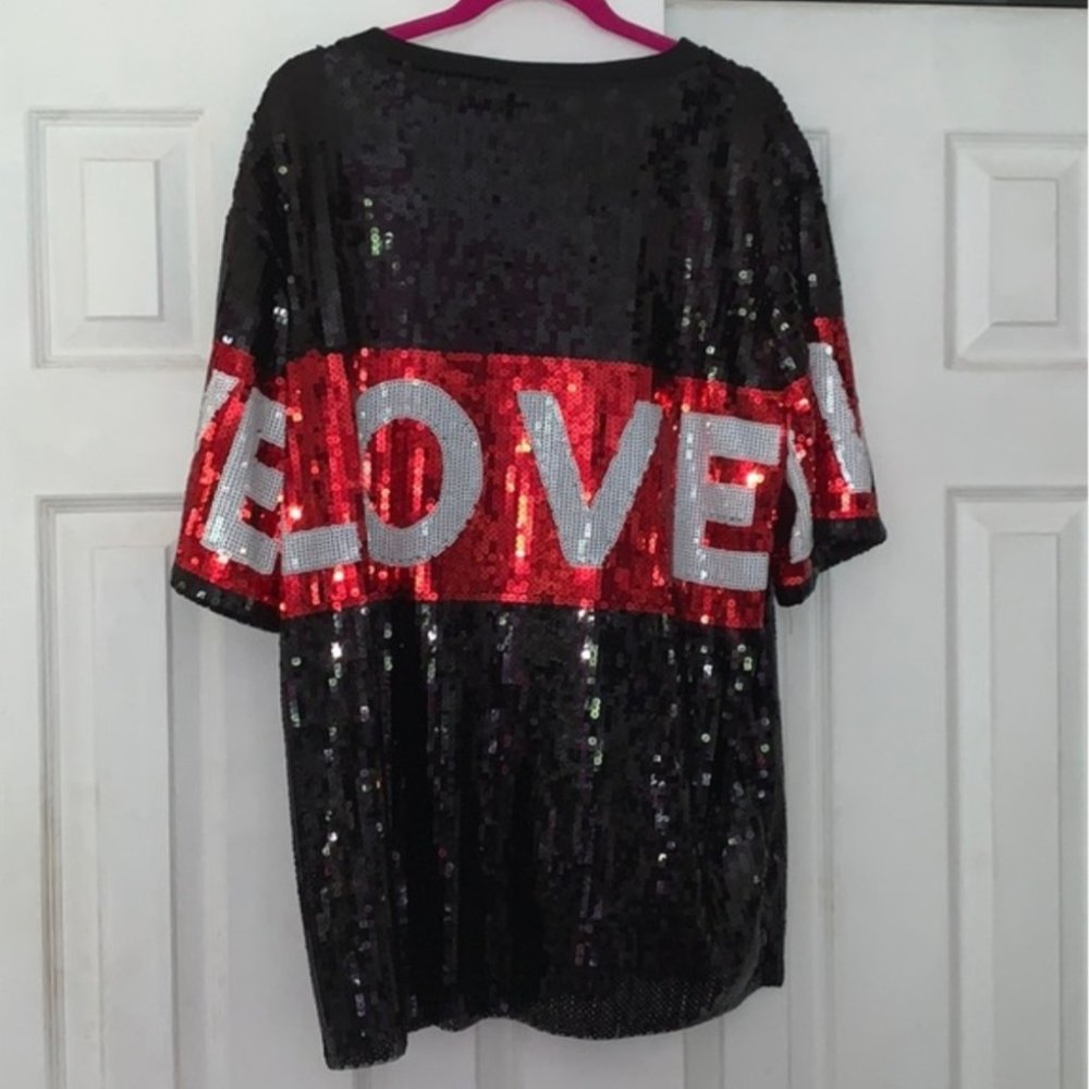 Black Oversized Sequin Top